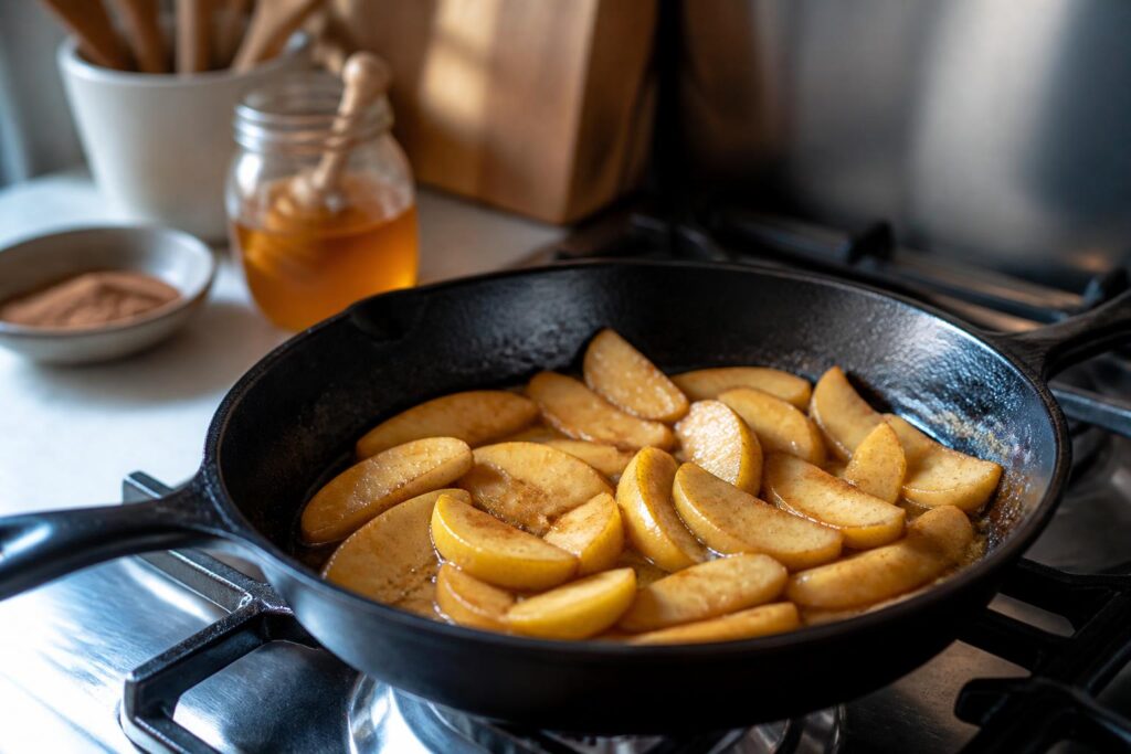 découvrez l'astuce simple pour préparer des pommes à la poêle, des desserts fondants et rapides à réaliser qui régaleront toute la famille.