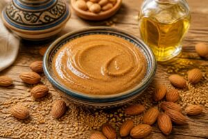 découvrez l'amlou, la pâte marocaine traditionnelle riche en saveurs et en bienfaits énergétiques naturels, idéale pour booster votre vitalité au quotidien.