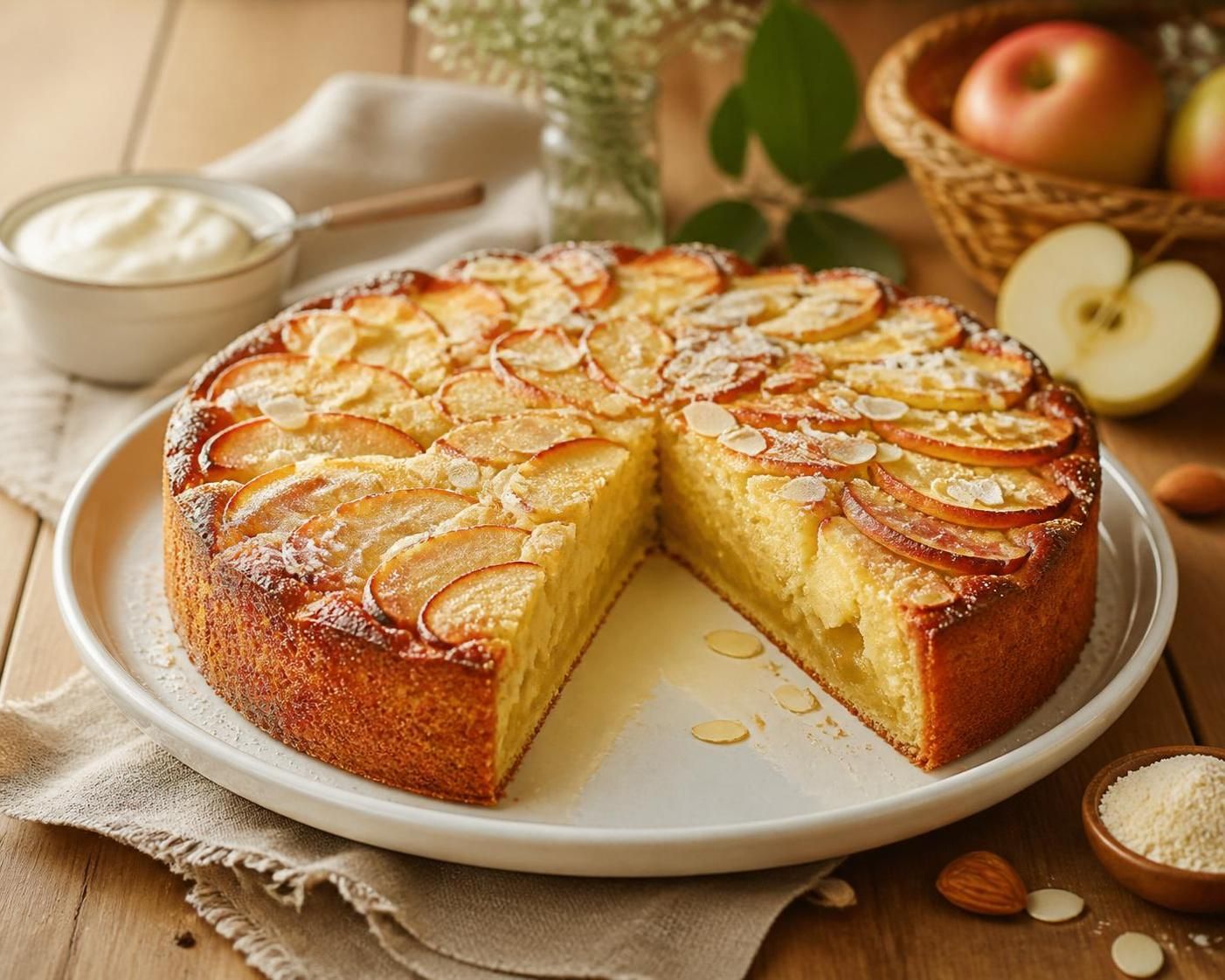 découvrez la recette gourmande et légère du gâteau pommes mascarpone poudre d'amande, une alliance parfaite de saveurs à savourer sans culpabilité.