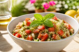 découvrez le taboulé à la menthe, l’ingrédient frais et léger qui apporte fraîcheur et saveurs à votre salade estivale. parfait pour vos repas d'été!