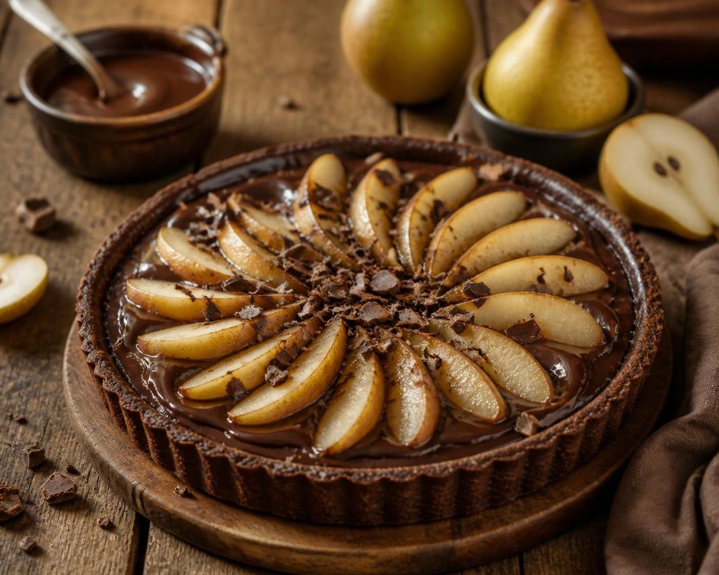 découvrez la tarte choco poires fraîches, une alliance gourmande qui ravit les palais exigeants avec son goût exquis et sa fraîcheur irrésistible.