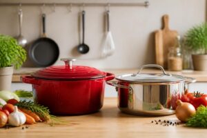 découvrez comment choisir entre une cocotte en fonte ou en acier pour trouver l'ustensile idéal qui correspond à vos besoins culinaires et sublimer vos recettes.
