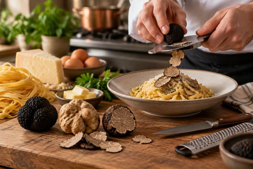 découvrez nos astuces pour cuisiner la truffe noire, blanche ou d’été et révéler leurs arômes dans vos recettes.
